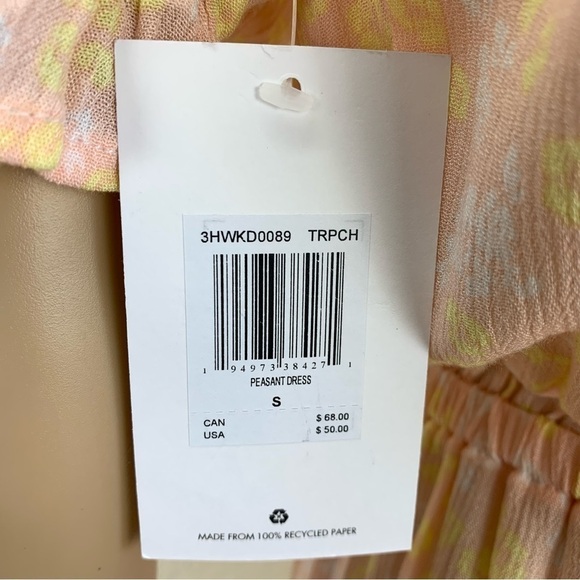 HURLEY Peasant mini Dress liberty floral Tropical Peach cottagecore pastels - Picture 9 of 11